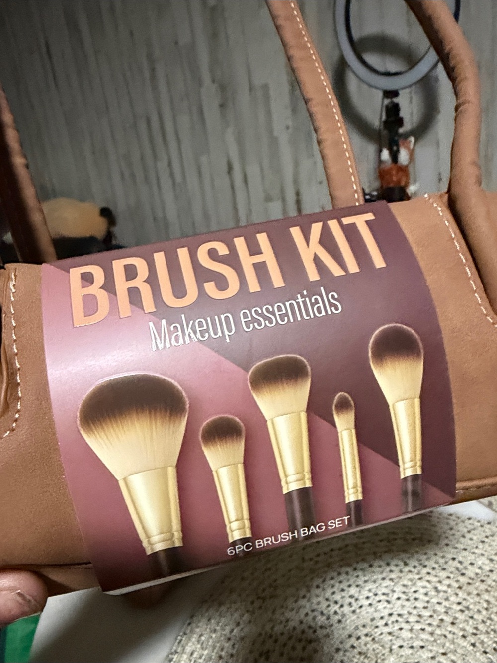 BRUSH KIT 6pcs Makeup Essentials Tan Brush Bag - Picture 2 of 2